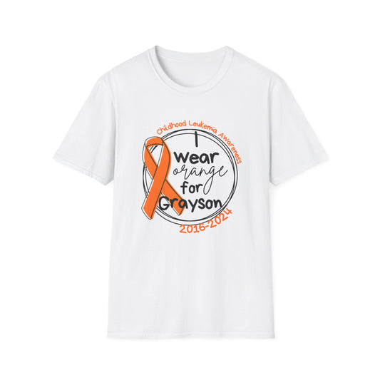 I wear orange for Grayson Front & Back | Unisex Softstyle T-Shirt